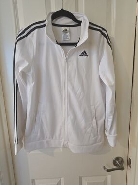 adidas White and Black Sports Jacket with Logo